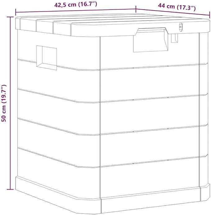 vidaXL Storage Box Brown Plastic Medium Garden Storage Box Square
