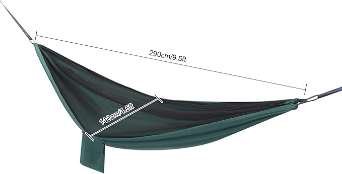 Camping Hammock, 6.56 ft Adjustable Tree Strap Hammocks with Mosquito Net Tent and Rain Fly Tarp, 200kg Load Bearing Portable Camping Hammock, Hammock for Backpacking and Travel(9.5 * 4.5)