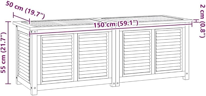 Teak Garden Storage Box Outdoor 59"x59"x22", Solid Teak Wood Deckbox for Patio Cushions & Tools, Louvered Doors Ventilated Brown Outdoor Storage Bench for Backyard, Porch and Balcony