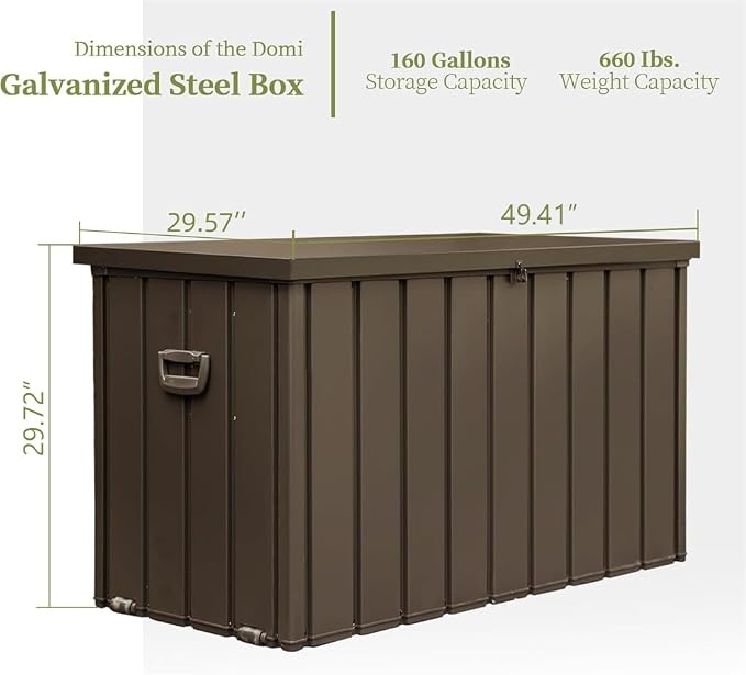 Large 120-Gallon Waterproof Outdoor Storage Box for Patio, Deck, or Poolside – Durable Weather-Resistant Design with Lockable Lid (160 Gallon (Dark Brown))
