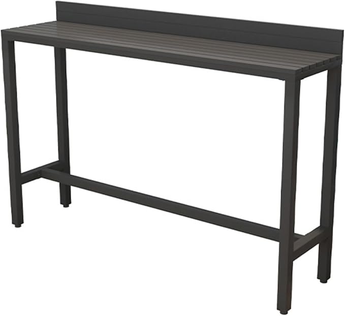 Outdoor Bar Table, Patio Pub Height Table with Anti-Fall Baffle, All-Weather Bar Height Counter Table, Narrow Dining Table for Hot Tub, Garden & Backyard(Color:Black+Black,Size:L-55.1in)