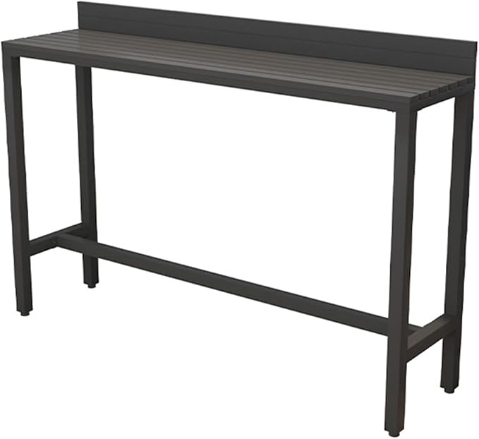 Outdoor Bar Table, Patio Pub Height Table with Anti-Fall Baffle, All-Weather Bar Height Counter Table, Narrow Dining Table for Hot Tub, Garden & Backyard(Color:Black+Black,Size:L-62.9in)