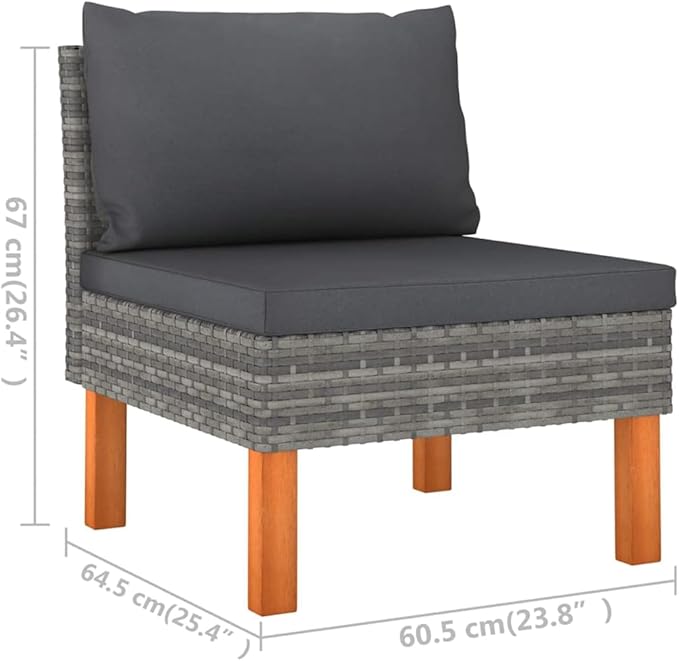 6 Piece Patio Lounge Set with Cushions, Sectional Sofa Outdoor Sofa Sets Front Porch Furniture Patio Conversation Set for Negotiation Area Poolside Piazza Exhibition Poly Rattan Gray