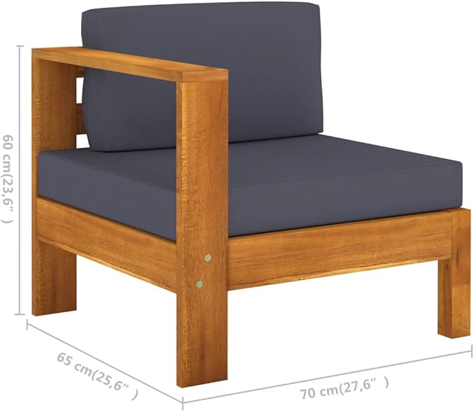 Patio Lounge Set with Dark Gray Cushions,Outdoor Patio Furniture,Outdoor Chat Conversation Set,for Patio,Backyard,Garden,Outdoor,5 Piece Acacia Wood
