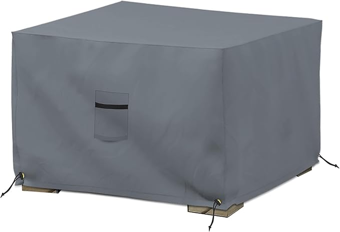 Covers & All Outdoor Ottoman Cover, 12 Oz, Waterproof Ottoman Slipcover with UV-Resistant Properties, Square Patio Furniture Cover Suitable for Indoors/Outdoors (36" L x 36" W x 12" H, Gray)