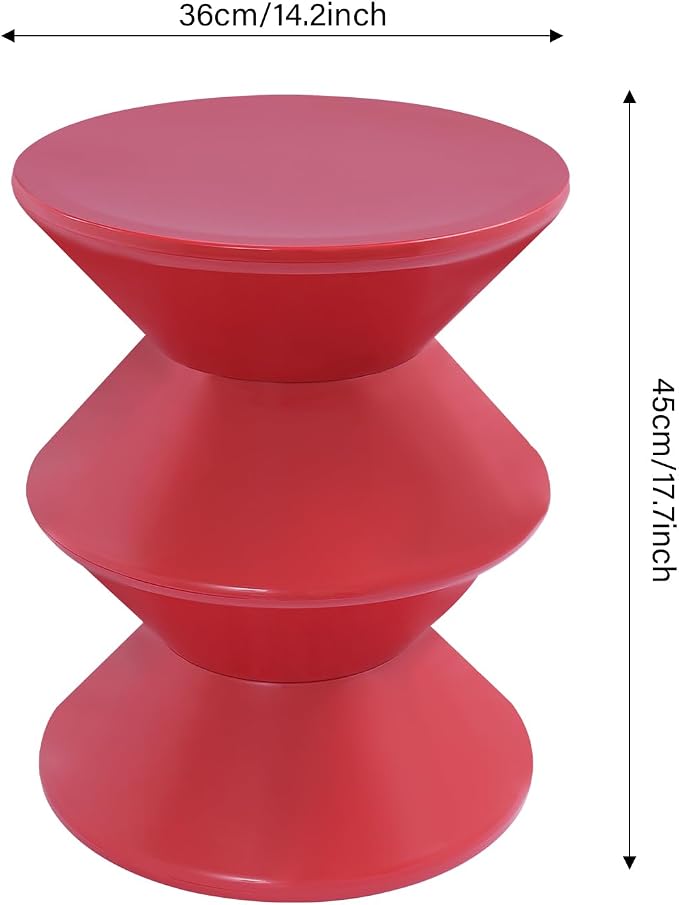 Funky Side Table Trendy Side Table Funky Sofa Stool Small Night Stand for Couch Sofa, White Outdoor Side Tables Boho Decor End Table for Coffee Patio (Red)