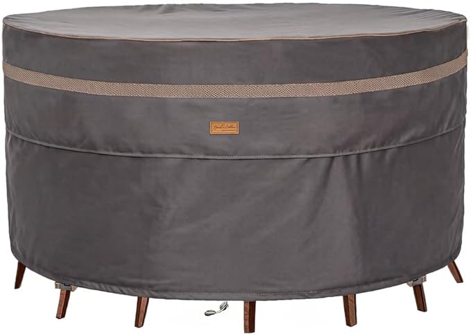 Heavy Duty Waterproof Patio Furniture Covers UV Resistant Round Outdoor Table Chair Covers Large Round 96"Diax28"H Dark Grey