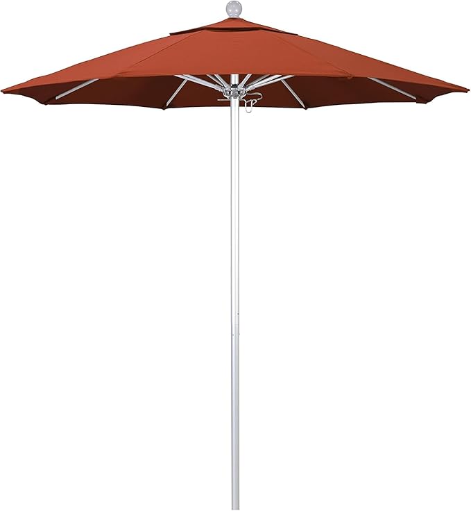 California Umbrella 7.5' Rd. Venture Series Contract Grade Patio Umbrella, Push Open Pin Stop, Silver Finish