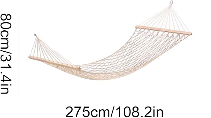 Portable Cotton Rope Hammock with Wooden Sticks Outdoor Camping Mesh Leisure Lightweight Easy to Carry Hammock Comfortable(Rojo)