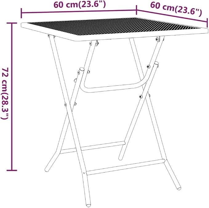 Square Garden Table 23.6-Inch Metal Mesh Side Table for Patio Balcony Backyard Anthracite Outdoor Dining Table