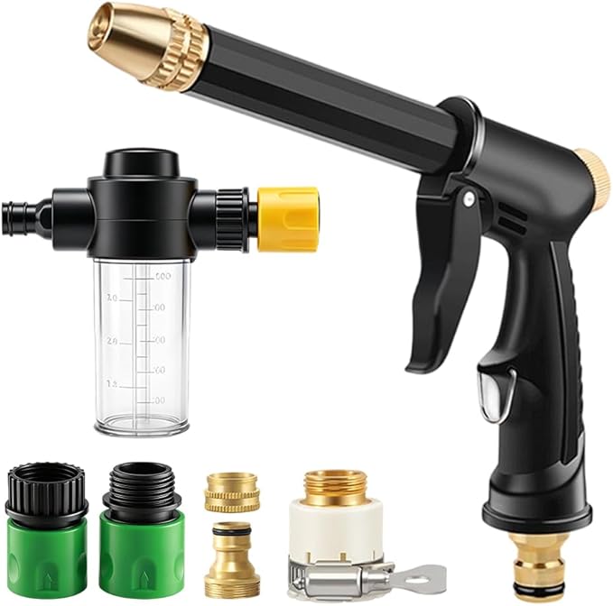 2026 Upgraded High Pressure Sprayer, 4 Mode Jet Nozzle Power Washer with Soap Dispenser and Quick Connectors, Car Wash Water Gun for Patio, Car Washing, Outdoor Cleaning (A)