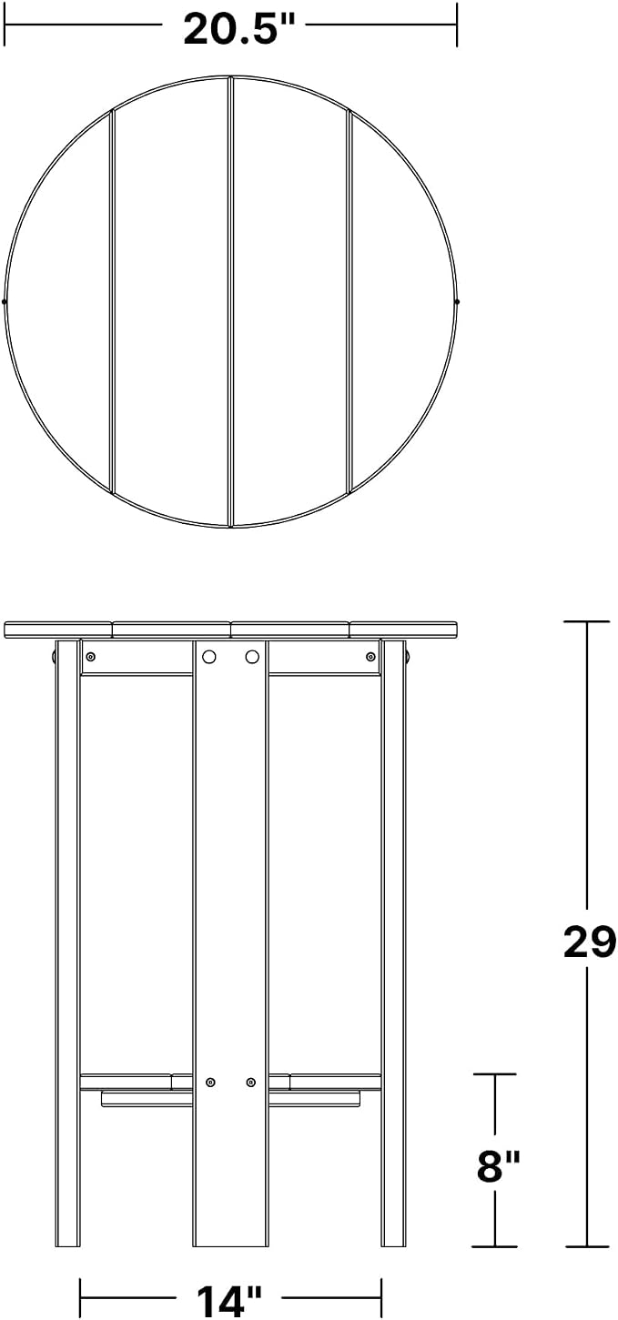 Wildridge Heritage Balcony Table, White - Outdoor Weather Resistant Recycled Plastic Furniture for Patio