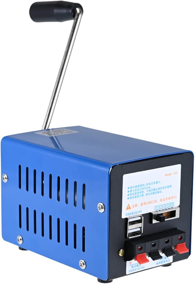 20W Portable Generator Manual Power Supply for Camping Off-grid Emergency Backup Hand Crank USB Charger
