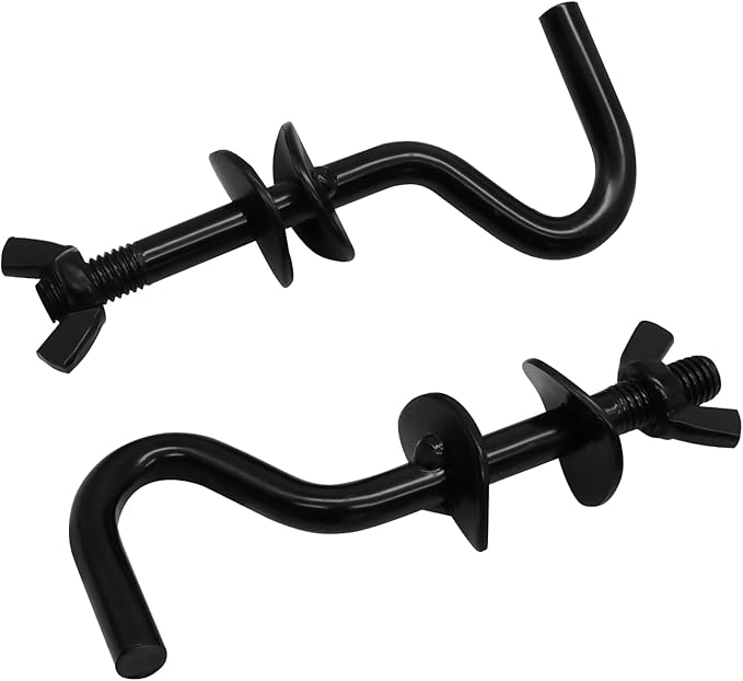 2Pcs Heavy Duty Replacement Hooks Holding Hammock, 3/8 Inch Diameter, Fits 1-1/4 to 2 Inch Long Holes on Hammock Stands, Black