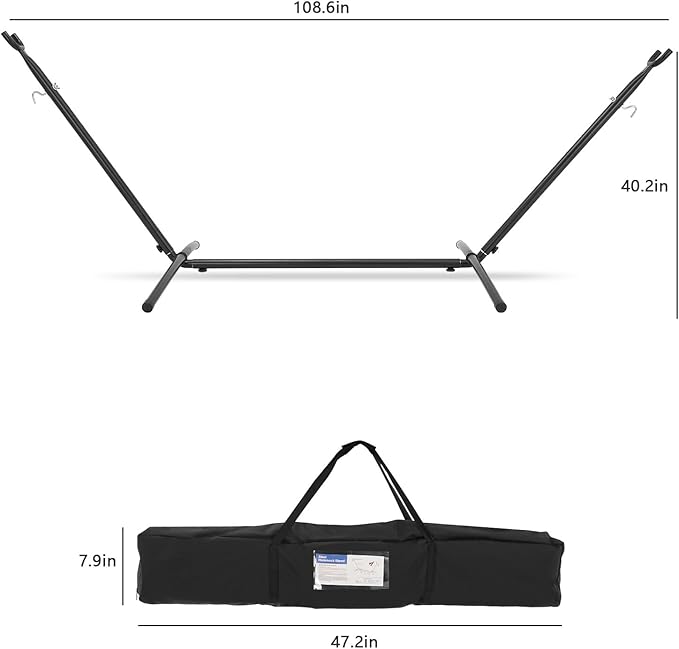 Double Hammock with Stand Included 450lb Capacity Space Saving Steel Stand,Premium Carry Bag Included,Suit for Outside,Indoor,Yard,Camping(Vigor Green).