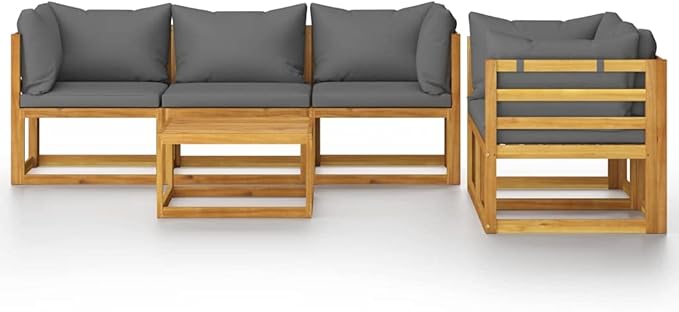 Patio Lounge Set with Cushion,Outdoor Patio Furniture,Outdoor Chat Conversation Set,Garden Furniture Sets,for Patio,Backyard,Garden,Outdoor,6 Piece Solid Acacia Wood