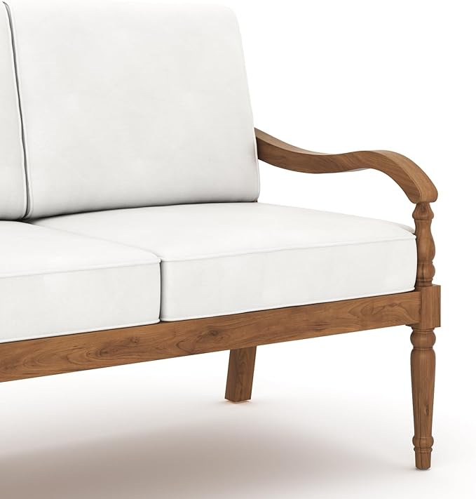 New Classic Furniture Savannah Acacia Wood Patio Conversation Sets for 5 – Stylish Outdoor Patio Conversation Sets – Outdoor Furniture Sets for Balcony, Deck, or Small Outdoor Spaces