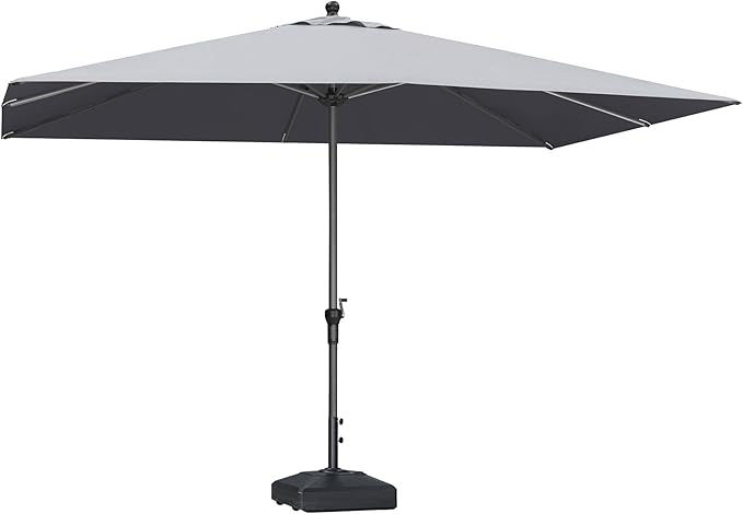 PURPLE LEAF 11.5' x 8' Patio Market Umbrella Outdoor Table Sun Umbrellas with Crank 8 Aluminum Sturdy Ribs for Pool Deck Backyard Beach Light Gray