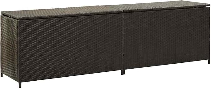 Large Outdoor Storage Box with Liner 78.7"x19.6"x23.6" Brown Poly Rattan Deck Box for Patio Furniture Cushions, Weatherproof Garden Storage with Gas Lift Lid & Ventilated Design