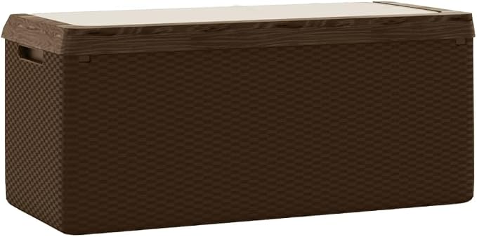 Large Brown Polypropylene Outdoor Storage Box Garden Deck Patio Furniture 92.5 Gallon Capacity UV Resistant for Cushions Tools Pool Toys