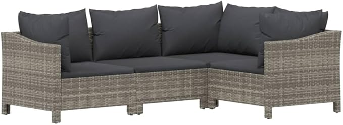 Patio Furniture Sets,Outdoor loveseat,Patio Conversation Sets,6 Piece Patio Lounge Set with Cushions Gray Poly RattanSuitable for Patio, Garden, Gazebo Low