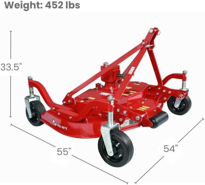 48" Finishing Mower Heavy-Duty 3-Point Hitch Mower for Tractors 16-50 HP, 47.6" Cutting Width, Adjustable 0.75-4.3" Height, 3 Blades, PTO Driven, Category 1 & 2 Compatible