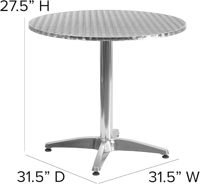 Flash Furniture Mellie Commercial Grade 31.5" Round Aluminum Indoor-Outdoor Table with Base