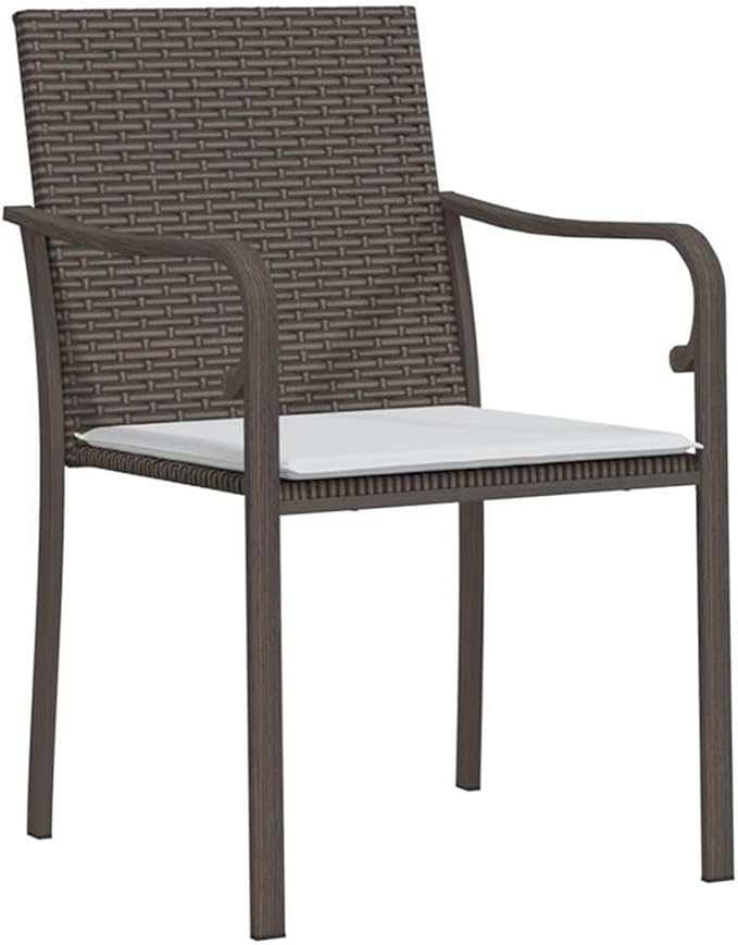 Afuera Living 3-Piece Contemporary Garden Dining Set, 31.5 in Square Table, PE Rattan/Steel/Tempered Glass, Brown/Black/Cream White Finish, Cushioned Chairs, Compact Design for Patio, Balcony,
