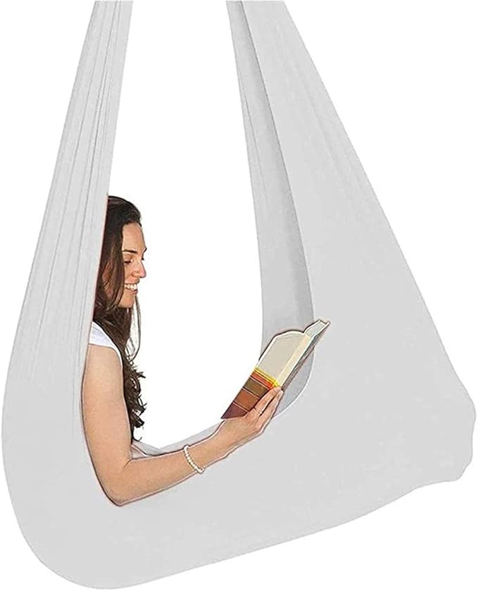 Kids Soft Swing Chair Indoor Therapy Swing Cuddle Hammock Autism ADHD Aspergers Children Elastic Parcel Steady Seat Swings Max Load 200KG (Color : White, Size : 100 x 280 cm)