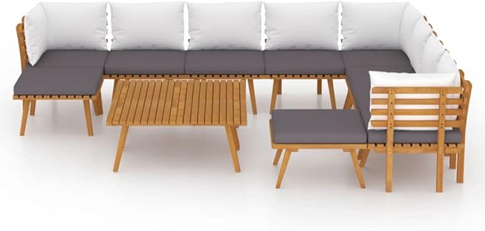 Patio Lounge Set with Cushions,Patio Furniture Sets,Patio Conversation Sets,Outdoor Furniture Sets,for Garden,Backyard,Outdoor,12 Piece Solid Acacia Wood