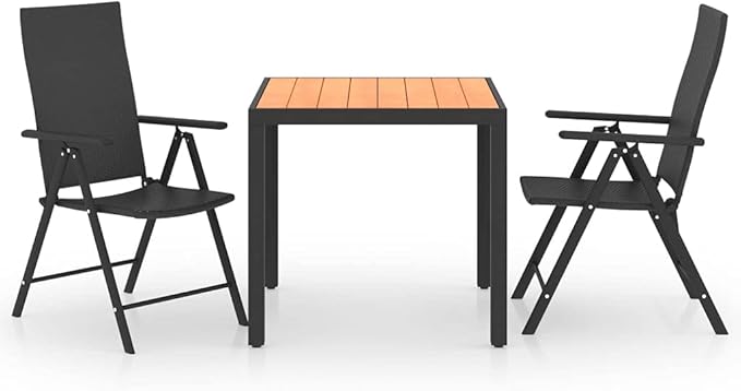 3 Piece Patio Dining Set, Outdoor Sofa Sets Porch Furniture Set Outdoor Lounge Sets Patio Conversation Set for Garden Poolside Negotiation Area Piazza Black and Brown
