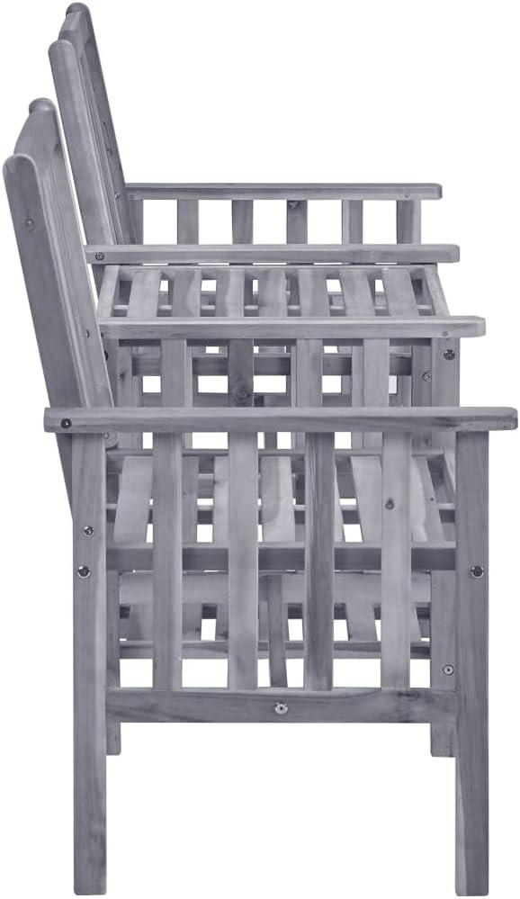 Patio Chairs with Tea Table 62.6"x24"x36.2" Solid Acacia Wood, Porch Furniture Set Patio Conversation Set Front Porch Furniture Bistro Set for Exhibition Poolside Piazza Negotiation Area