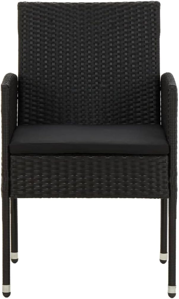 Backyard Furniture Patio Conversation Sets Outdoor Seating 7 Piece Patio Dining Set Poly Rattan Black Suitable for Swimming Pool, Courtyard, Garden