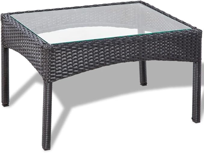 Patio Lounge Set with Cushions,Outdoor Patio Furniture,Outdoor Chat Conversation Set,Garden Furniture Sets,for Patio,Backyard,Garden,Outdoor,4 Piece Poly Rattan Black