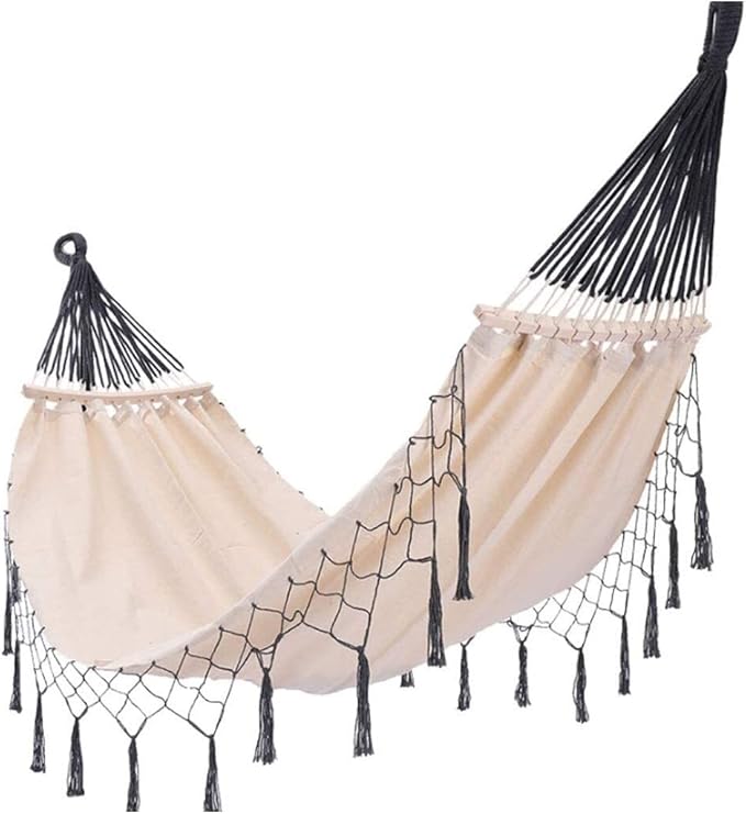 RUVOO Hammock Camping Hammock Cotton Outdoor Hammock Tassel Camping Portable Carrying Bag Terrace Garden Tour Beach Courtyard Hammocks Hammocks for Outside