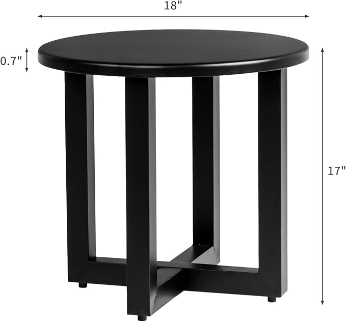 Metal Outdoor Round Table, 2-Tier Sturdy Patio End Table Weather Resistant, Round End Table for Patio, Pool, Porch (Black)