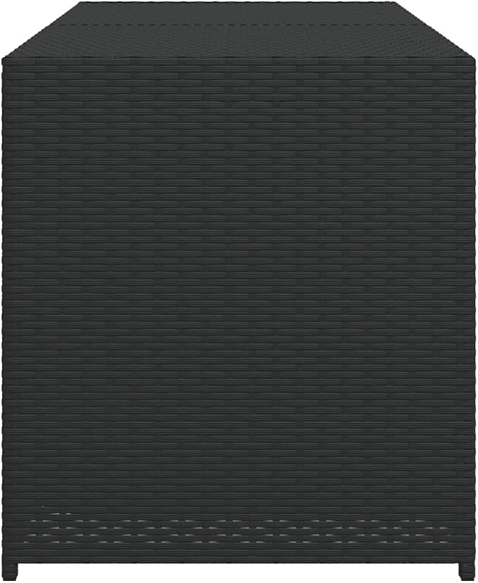 Outdoor Garden Storage Box, Patio Rattan Deck Box, Multifunctional Wicker Storage Box,Rattan Storage Bin, Outdoor Storage Container, Black 74.8 Gal Poly Rattan