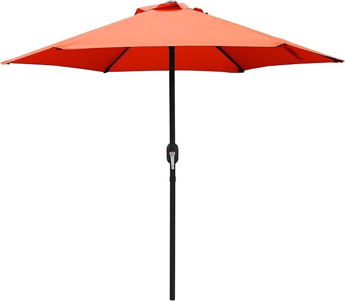 7.5 Ft Patio Umbrella with Crank Weather Resistant Outdoor Umbrella Durable 6 Sturdy Steel Ribs Outdoor Market Umbrella for Deck Garden Pool Yard Cafe, Orange