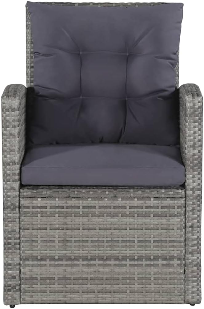 Patio Lounge Set with Cushions,Outdoor Patio Furniture,Outdoor Chat Conversation Set,Garden Furniture Sets,for Patio,Backyard,Garden,Outdoor,6 Piece Poly Rattan Gray