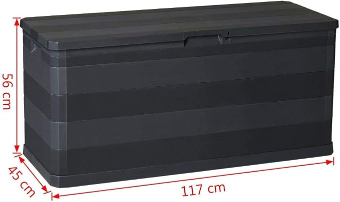 （Fast delivery） Garden Storage Box Indoor/Outdoor Storage Container and Gardening Tools - Store Items on Patio, Garage, Yard.Black 46.1"x17.7"x22"