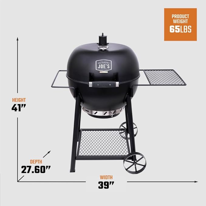 Oklahoma Joe's Blackjack 21.5 in. Heavy-Duty Kettle Charcoal Grill with 382 sq. in. Cooking Area, Black