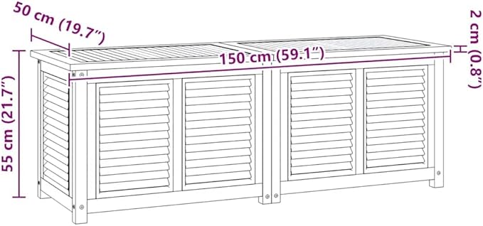 35.4 Inch Long Teak Storage Box with Louvered Door Outdoor Storage for Garden Tools and Cushions, Solid Teak Wood Garden Box for Patio and Balcony in Warm Finish