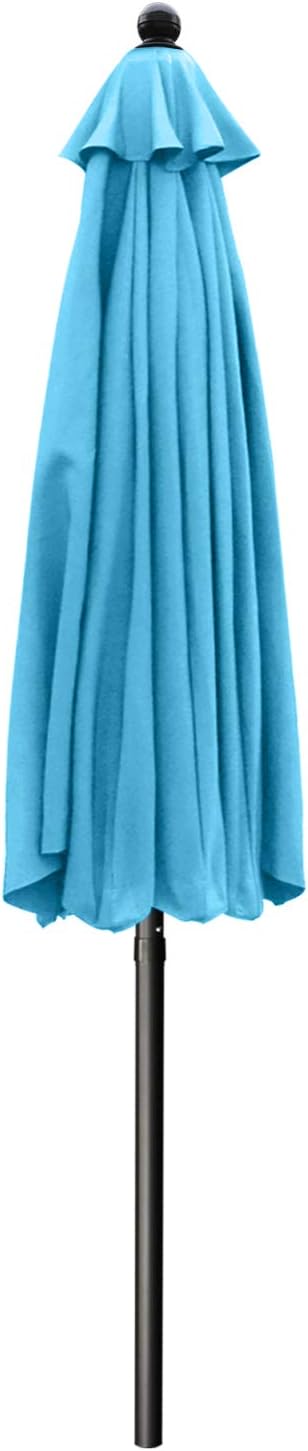 ABCCANOPY 9ft Scalloped Patio Umbrella, Outdoor Table Umbrella with Tilt and Crank, Fiberglass Ribs Deck Umbrella for Patio, Pool, Garden, Picnic (Turquoise)