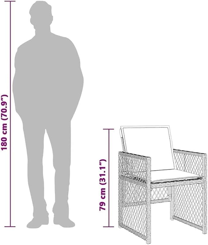 Afuera Living 9-Piece Patio Dining Set, Poly Rattan and Powder-Coated Steel, Black/Cream White, 41.7 x 86.6 x 28.7 in, Tempered Glass Top, Weather-Resistant Outdoor Furniture for Garden, Balcony, or