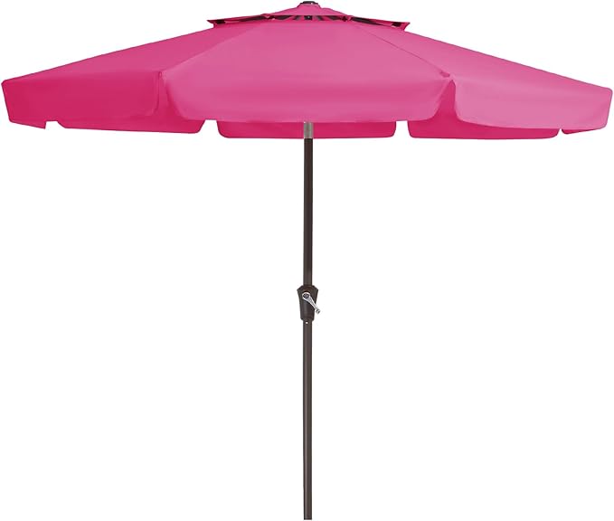 JEAREY 9' 2-Tiers Patio Umbrellas Outdoor Market Table Umbrella w/Push Button Tilt/Crank, 8 Sturdy Ribs, UV Protection Waterproof Sunproof(Rose Pink)