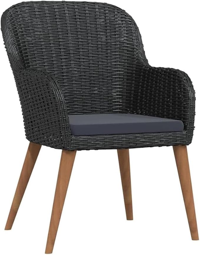 BOWERY HILL Contemporary 7-Piece Garden Dining Set, Weather-Resistant PE Rattan, Rectangular Black Table 55.1 x 27.6 in., Powder-Coated Finish, Modern Outdoor Patio Furniture for Garden or Terrace