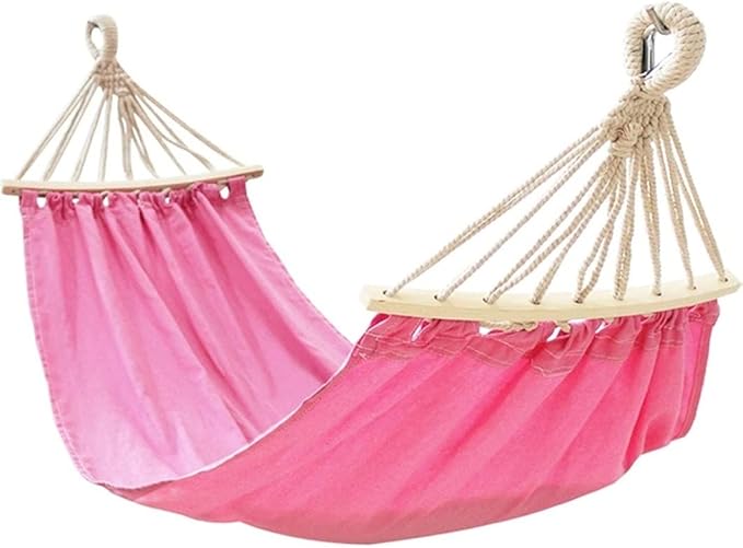 Camping Hammock Bed Hanging Camping Hammock Breathable Casual Anti-Rollover Lightweight Camping for Indoor Outdoor Travel Hiking Beach Hammock Swing (Color : Pink)