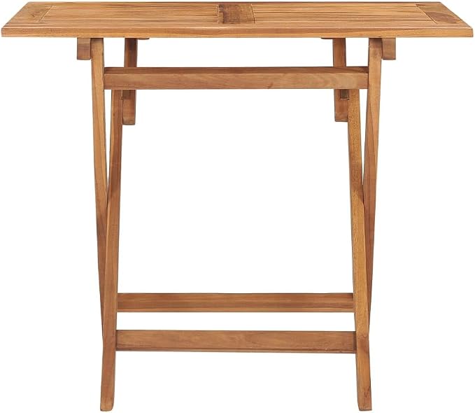 5 Piece Folding Patio Dining Set Solid Teak Wood Outdoor Table and Chairs for Garden Deck Space Saving Furniture Weather Resistant Easy Assembly