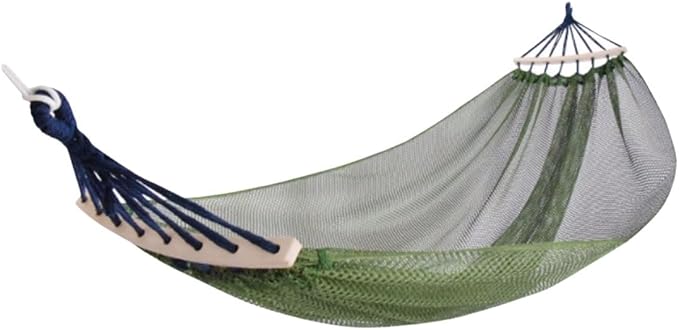 Portable Polyester Hammock Mesh Breathable Outdoor Camping Lightweight with Balance Bar Portable Tree Hanging Hammock Comfortable(Green)