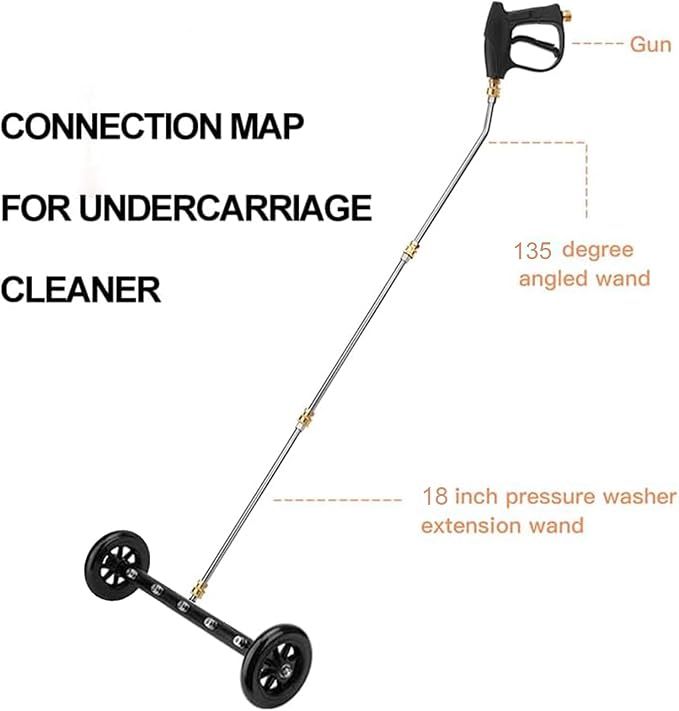 Undercarriage Pressure Washer Cleaner,Water Broom for Power Washer Undercarriage Attachment with Extension Wands,Wash Mitt, 4000 PSI (18 inch Black)